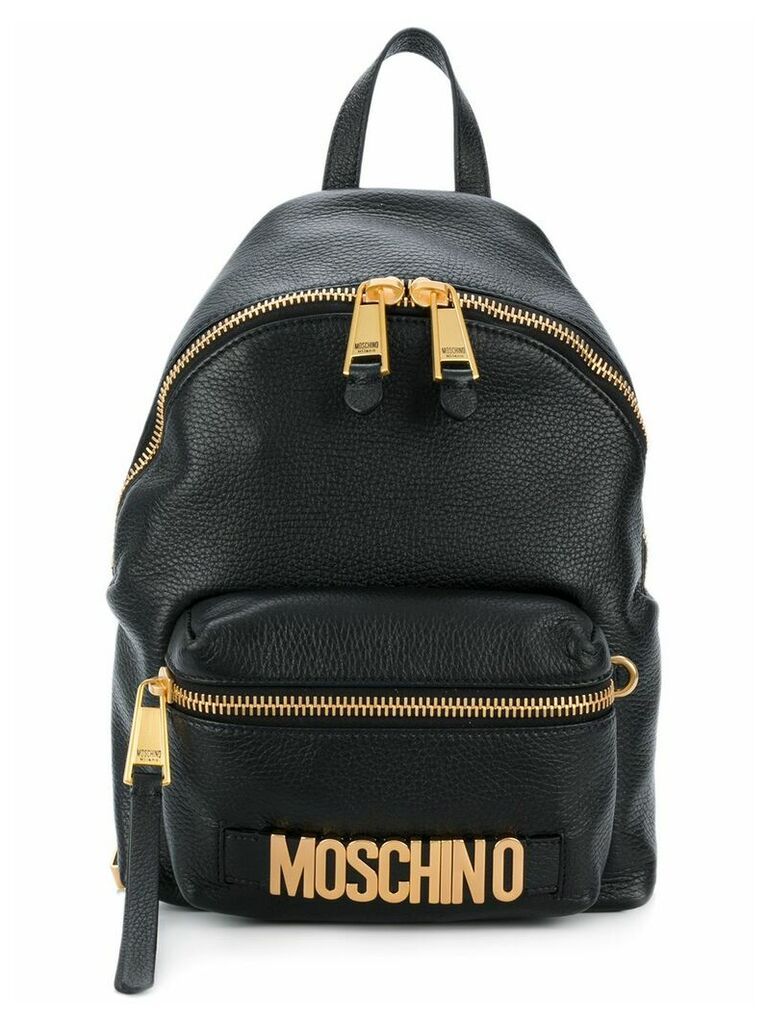 Moschino logo plaque backpack - Black