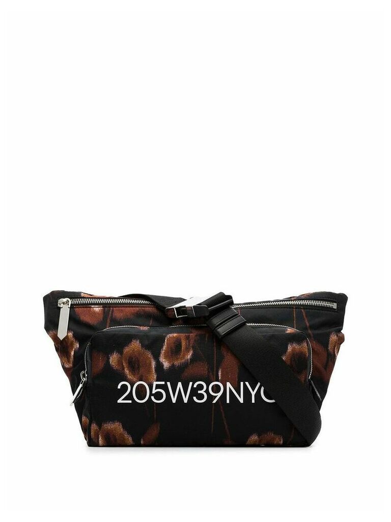 Calvin Klein 205W39nyc black hazy floral print zipped cross body bag