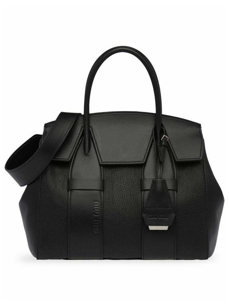 Miu Miu Madras and leather handbag - Black