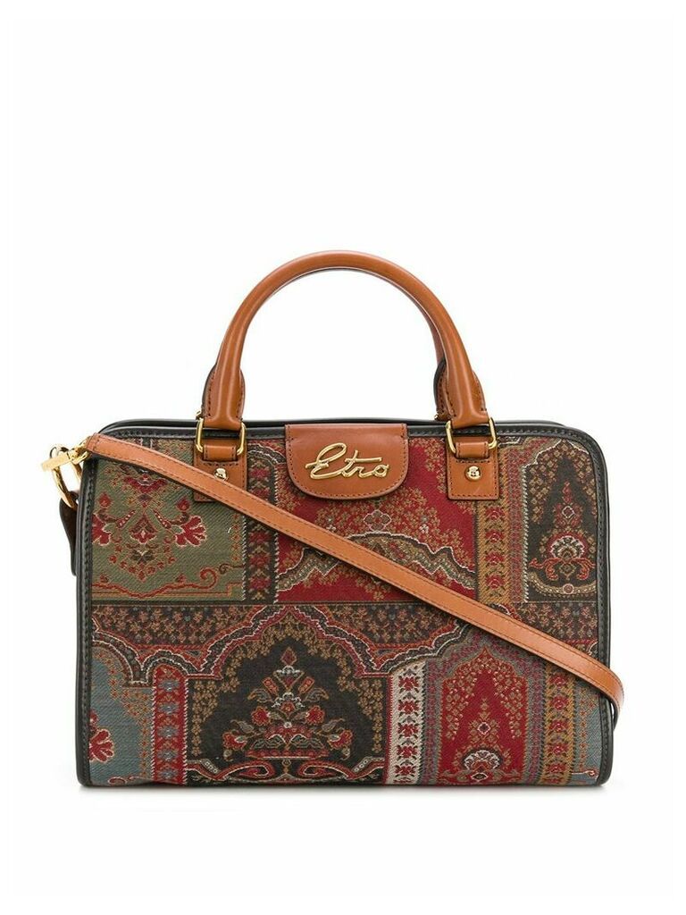 Etro paisley embroidered tote - Brown