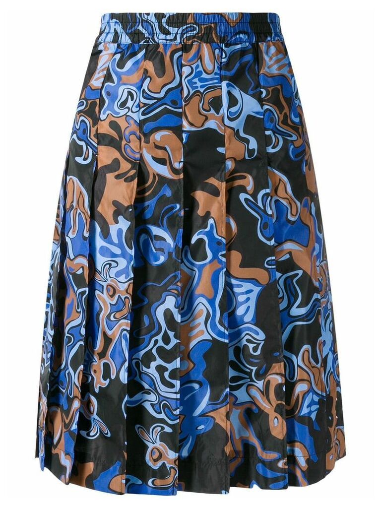Marni colour-block pleated skirt - Blue