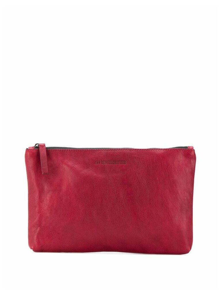 Ann Demeulemeester embossed zipped clutch - Red