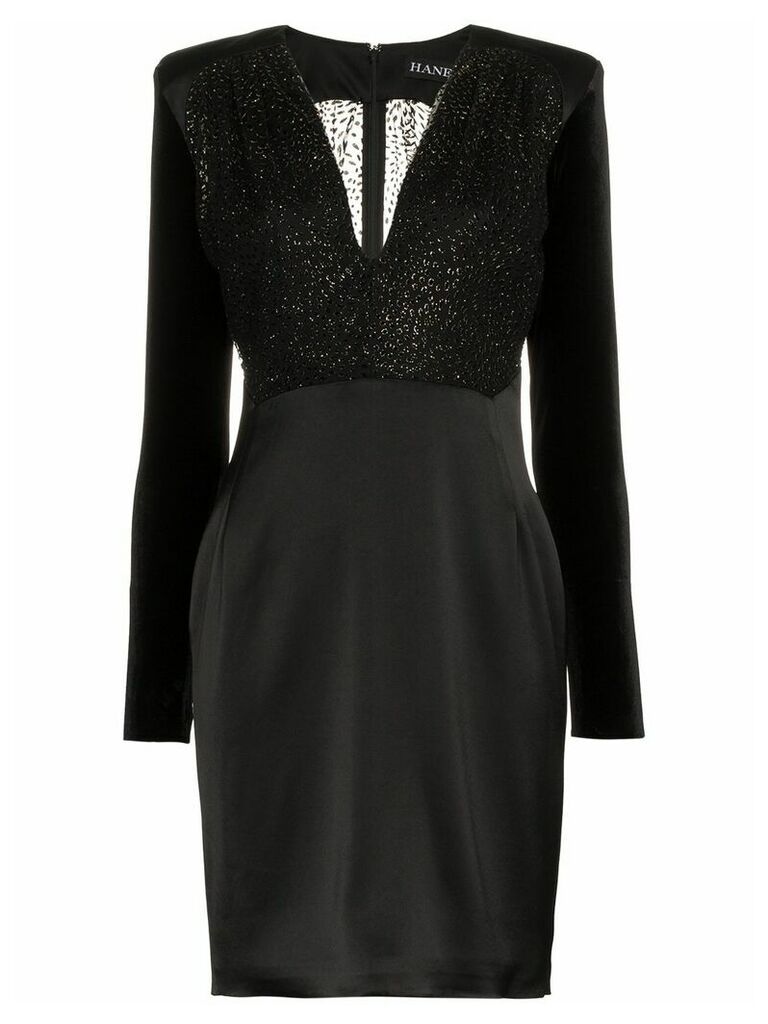 Haney Stam V-neck velvet sleeve mini dress - Black