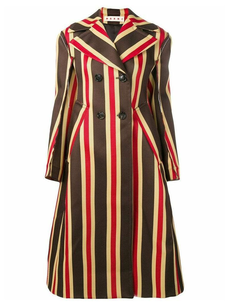 Marni striped coat - Brown