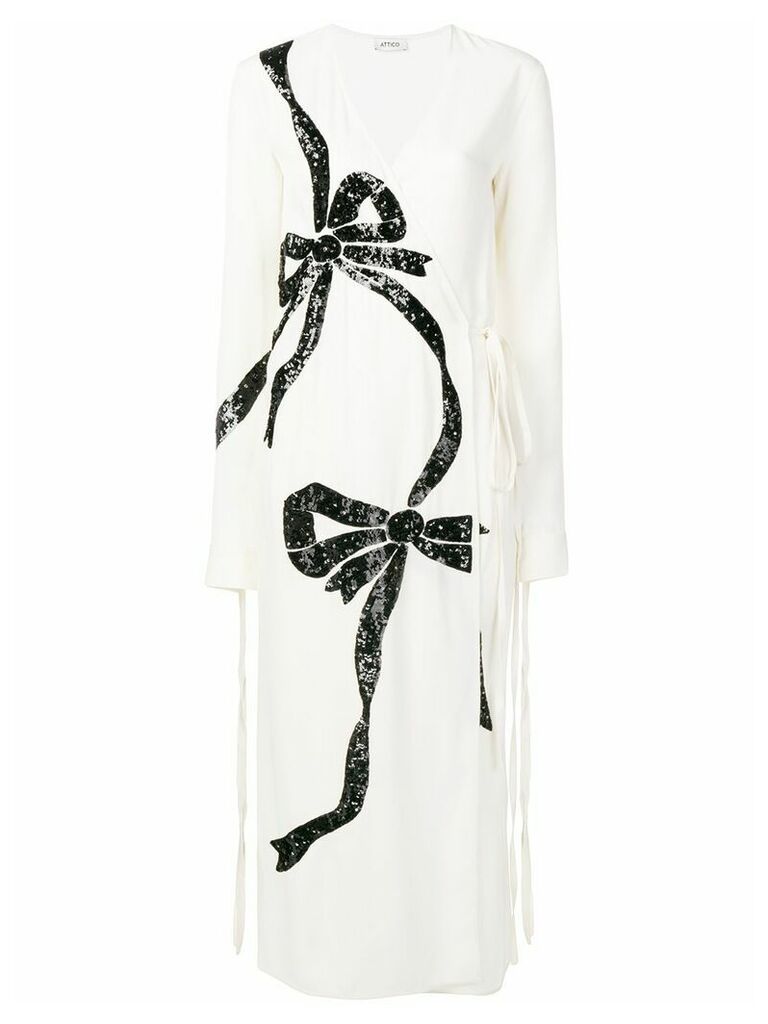The Attico sequin embroidered bow dress - White