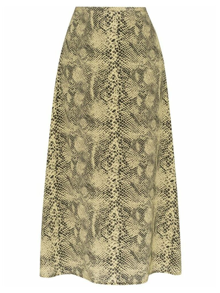 Sandy Liang snake print silk skirt - Neutrals