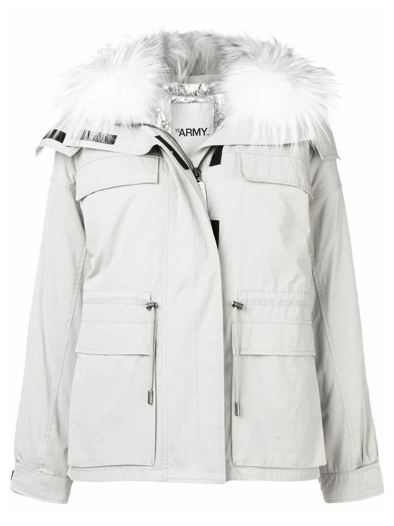 Yves Salomon fur collar puffer jacket - Grey