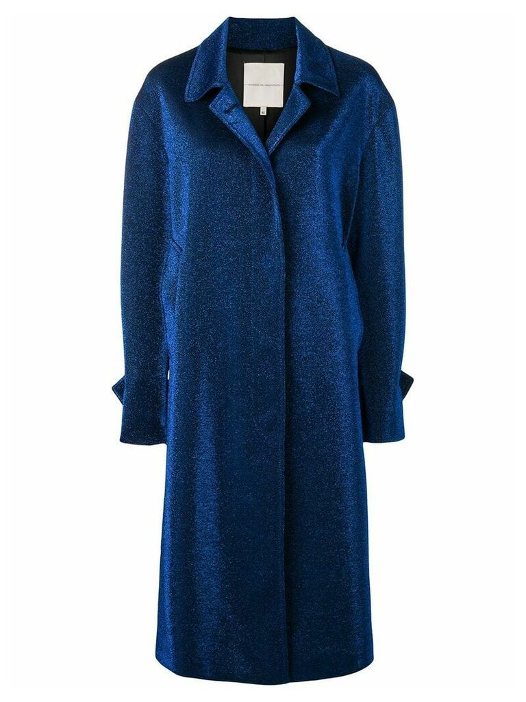 Marco De Vincenzo metallic belted coat - Blue