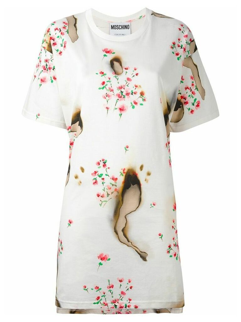 Moschino burned effect T-shirt dress - NEUTRALS