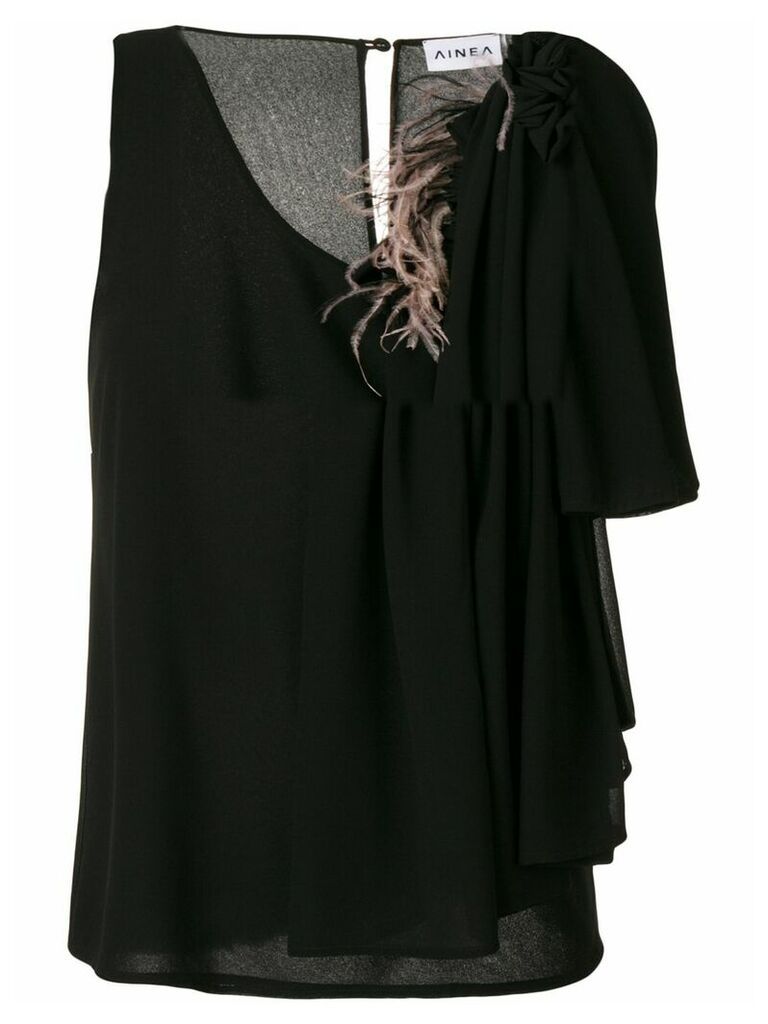 Ainea asymmetric sleeve blouse - Black
