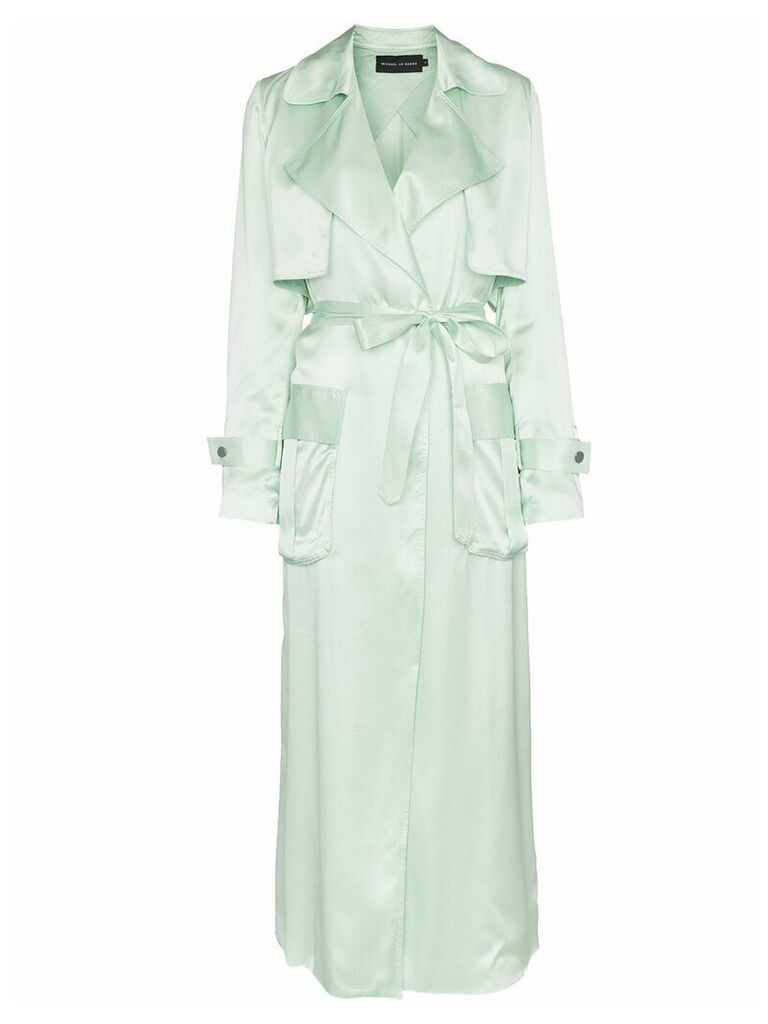 Michael Lo Sordo belted silk trench coat - Green
