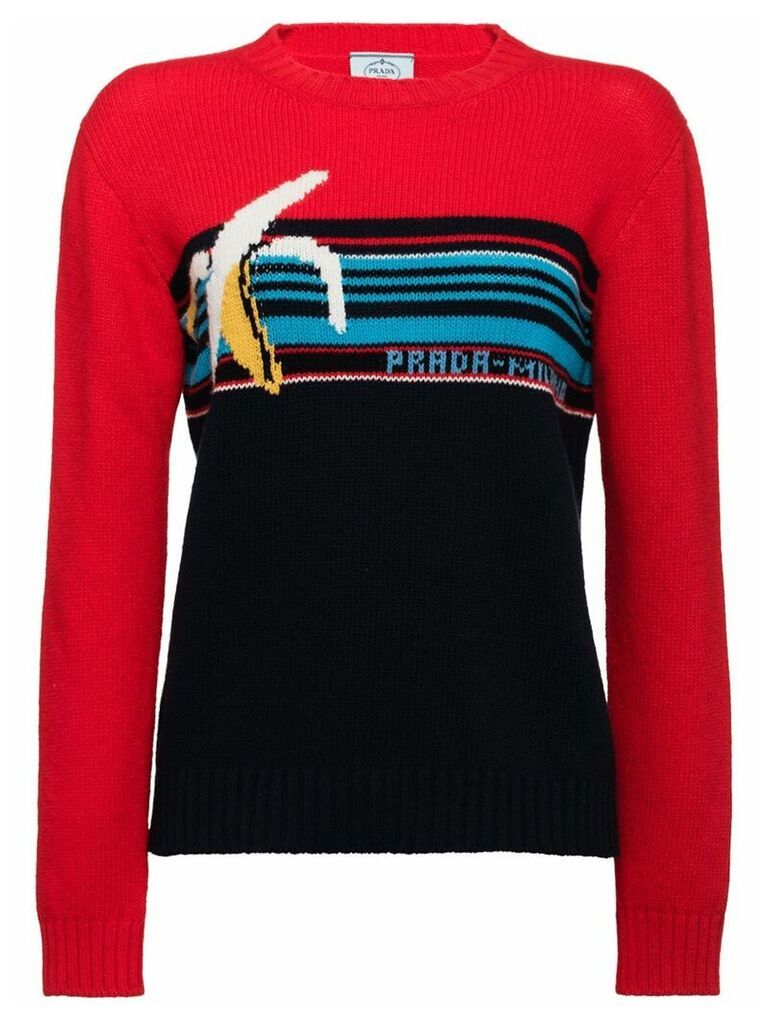 Prada banana intarsia logo wool sweater - Red