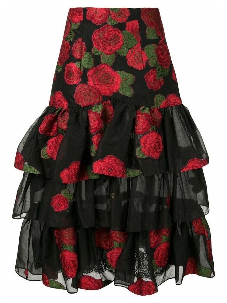 Bambah roses ruffle skirt - Black