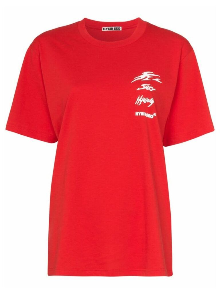 Hyein Seo reflective logo-print cotton T-shirt - Red