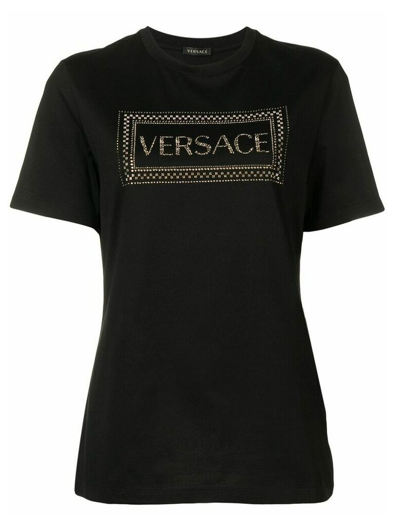 Versace 90s Vintage Logo embellished T-shirt - Black
