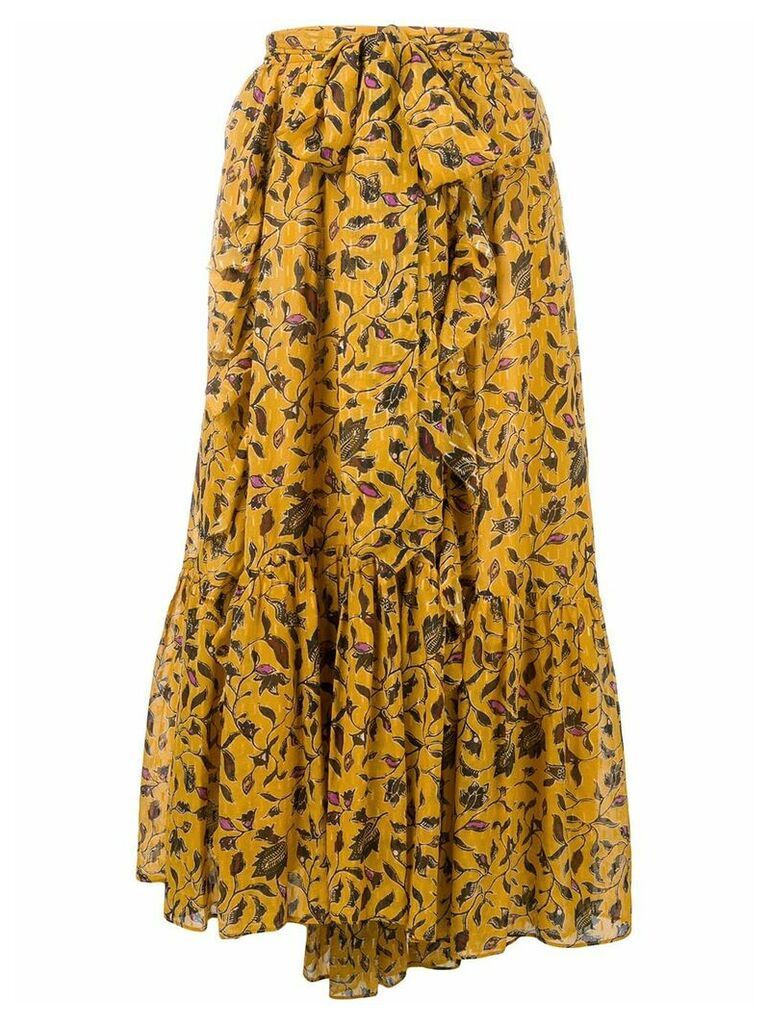Ulla Johnson floral print midi skirt - Yellow