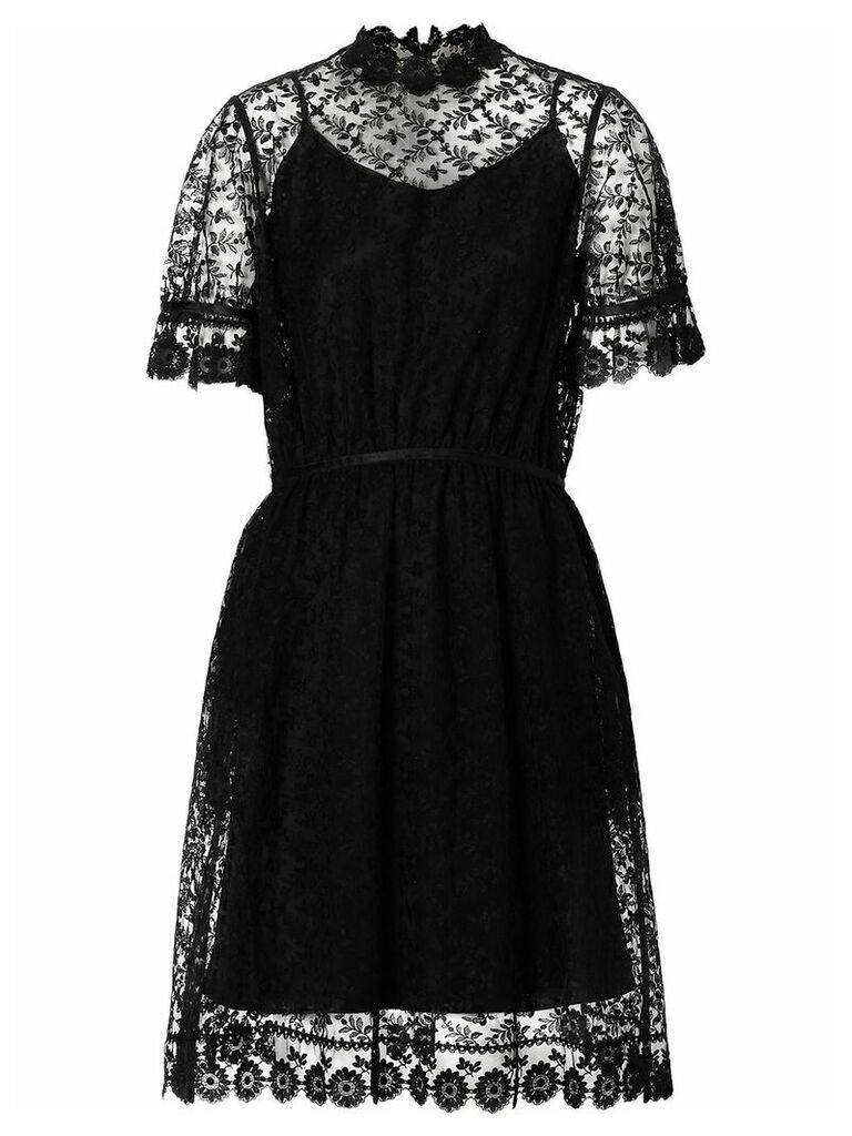 Burberry floral embroidered tulle dress - Black