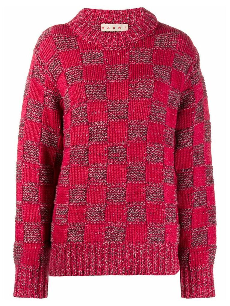 Marni check knit jumper - Red