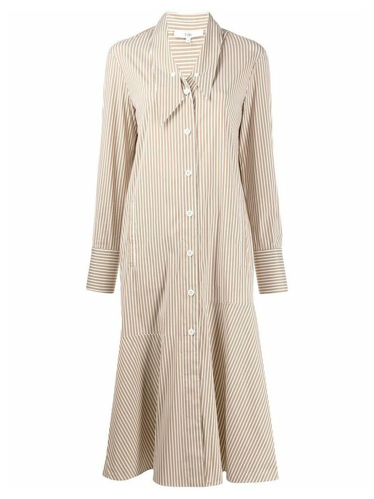 Tibi Kaia stripe flared shirt dress - Brown