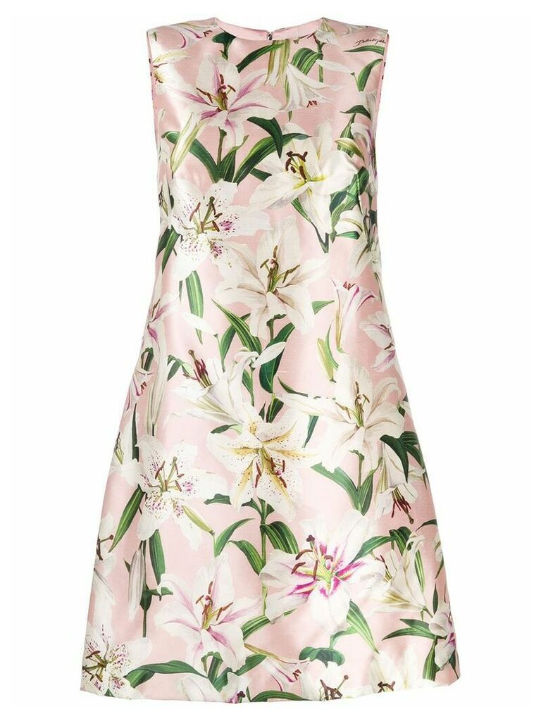 Dolce & Gabbana lily print satin dress - PINK