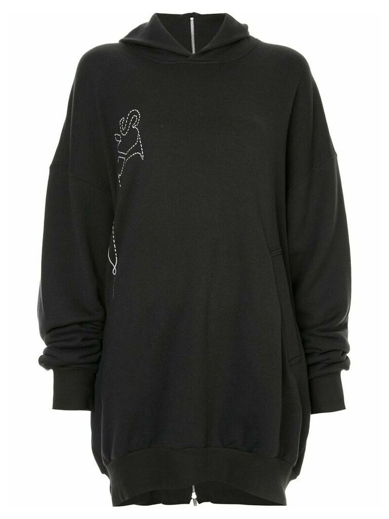 Y's logo print hoodie - Black