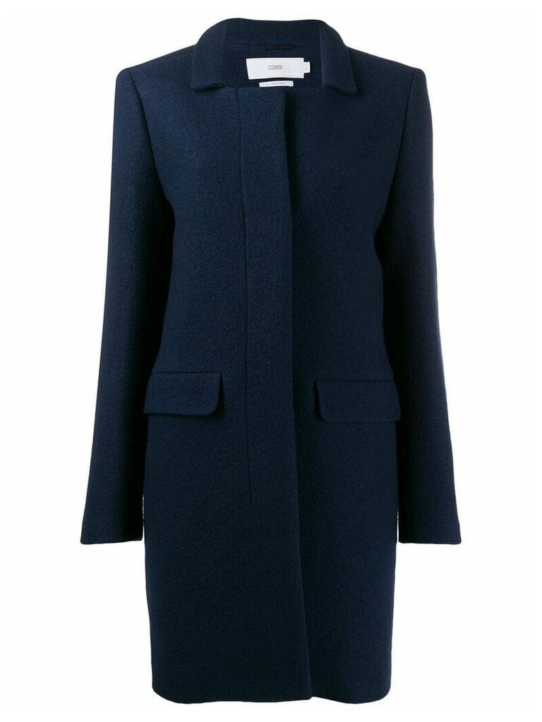 Closed single-breasted fitted coat - Blue