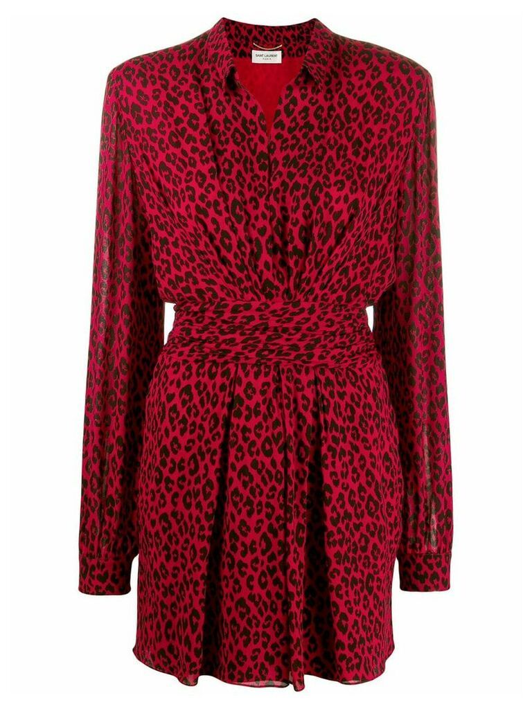 Saint Laurent leopard print dress - Red