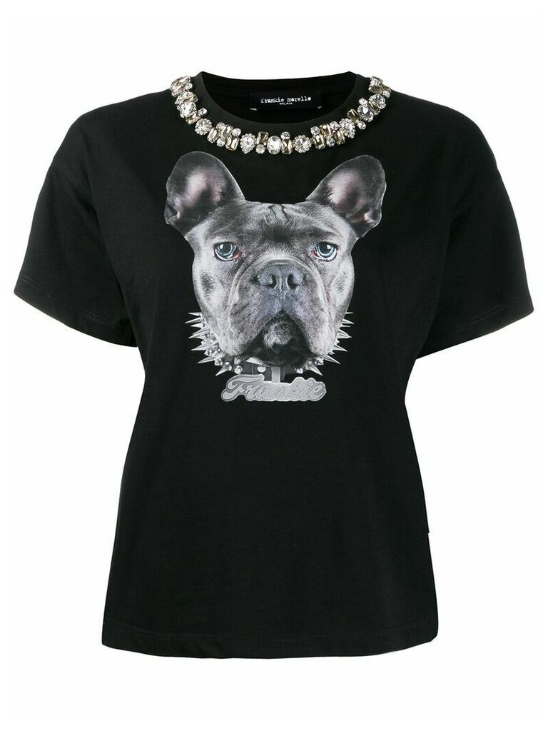 Frankie Morello embellished neck T-shirt - Black