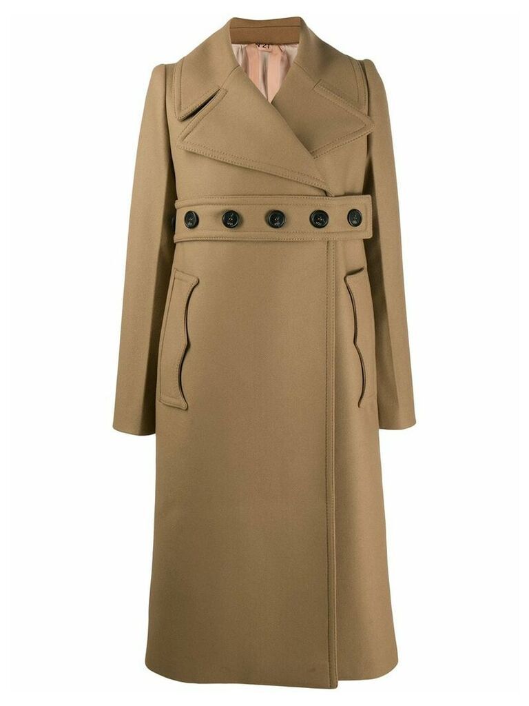 Nº21 belted double-breasted coat - Neutrals