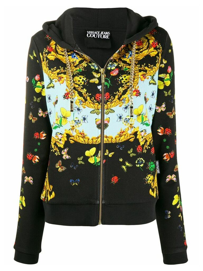 Versace Jeans Couture Bug print zipped hoodie - Black