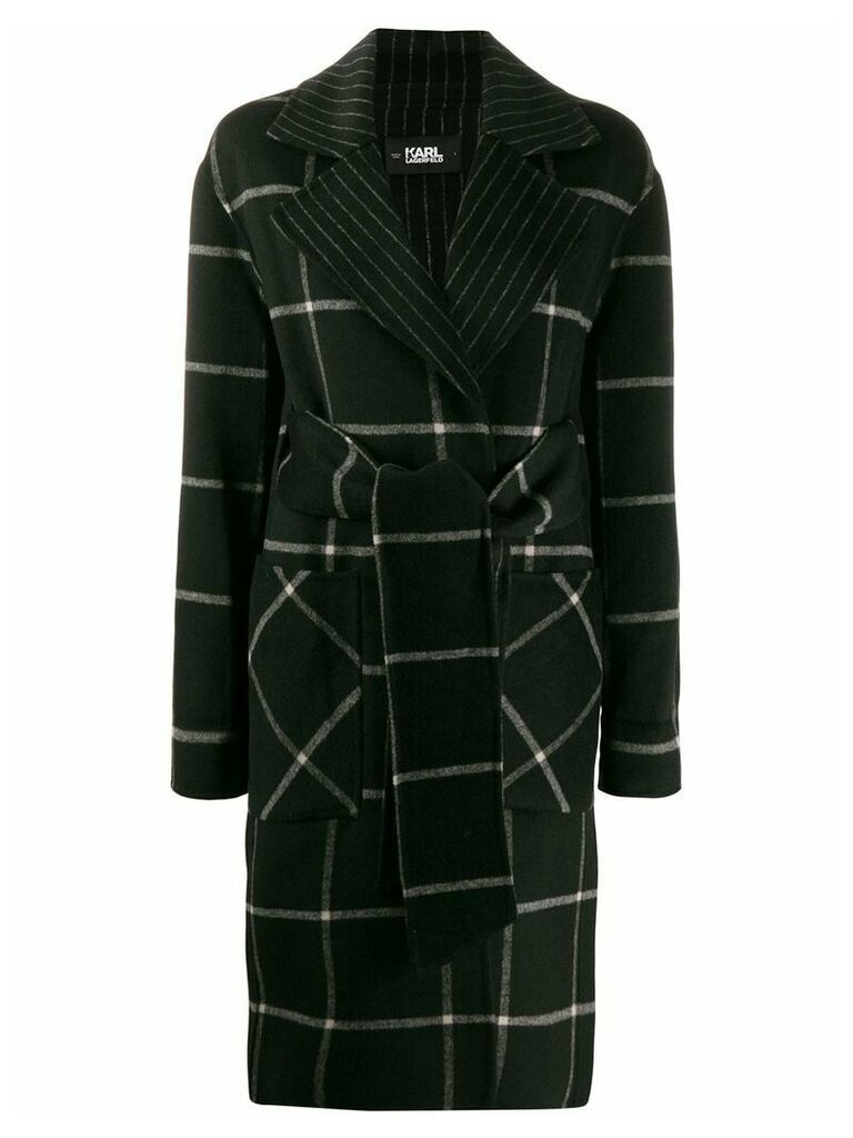 Karl Lagerfeld check print coat - Black