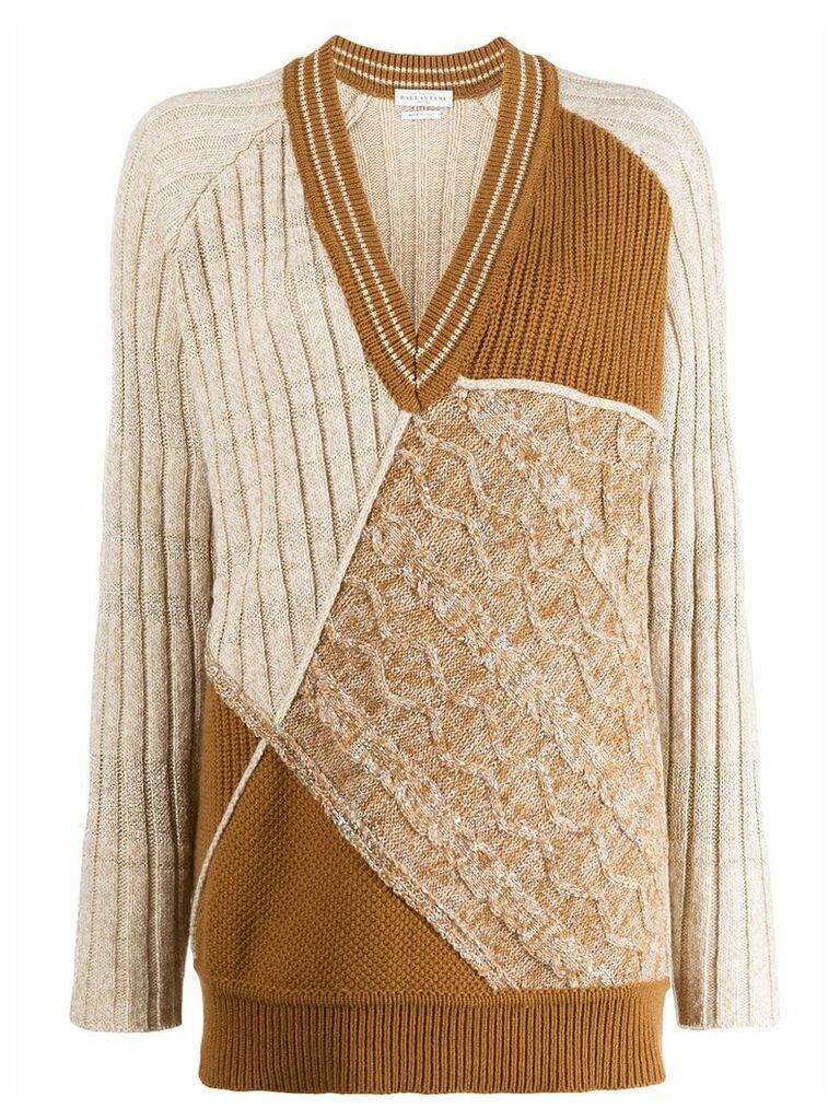 Ballantyne colour blocked knitted jumper - Brown