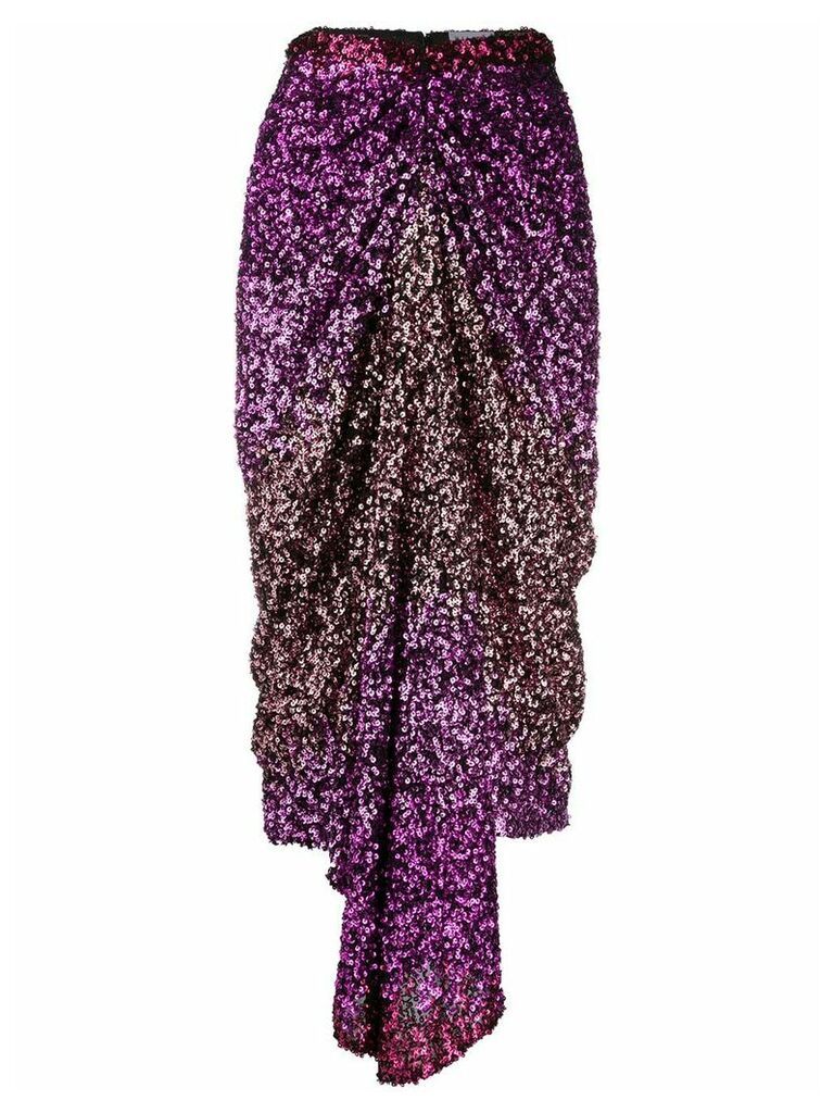 Halpern sequin-embellished draped midi skirt - PINK