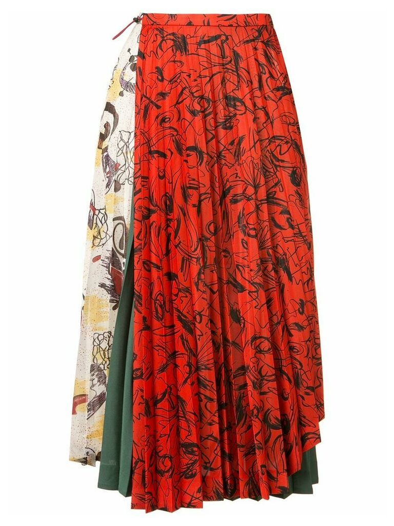 Toga abstract print pleated skirt - Red