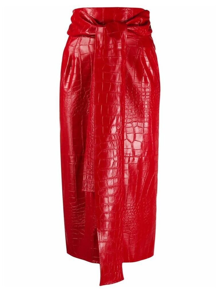 MSGM crocodile embossed fitted skirt - Red