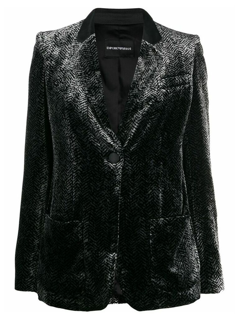 Emporio Armani printed velvet blazer - Black