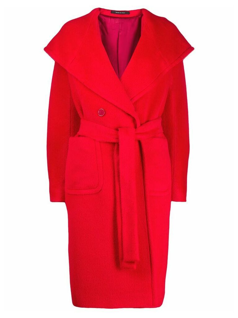Tagliatore long hooded coat - Red
