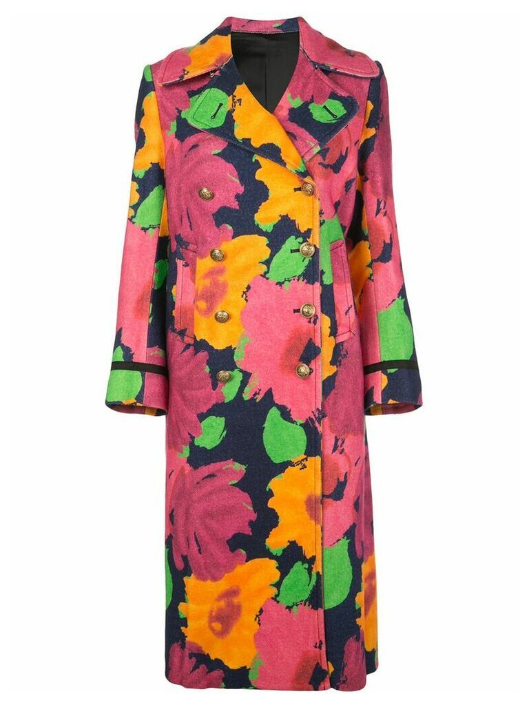 Junya Watanabe floral pattern double-breasted coat - Multicolour
