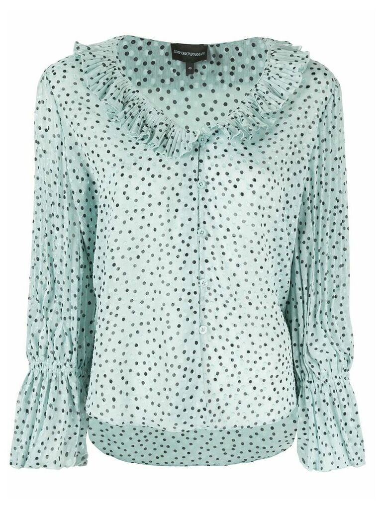 Emporio Armani polka-dot frill blouse - Green