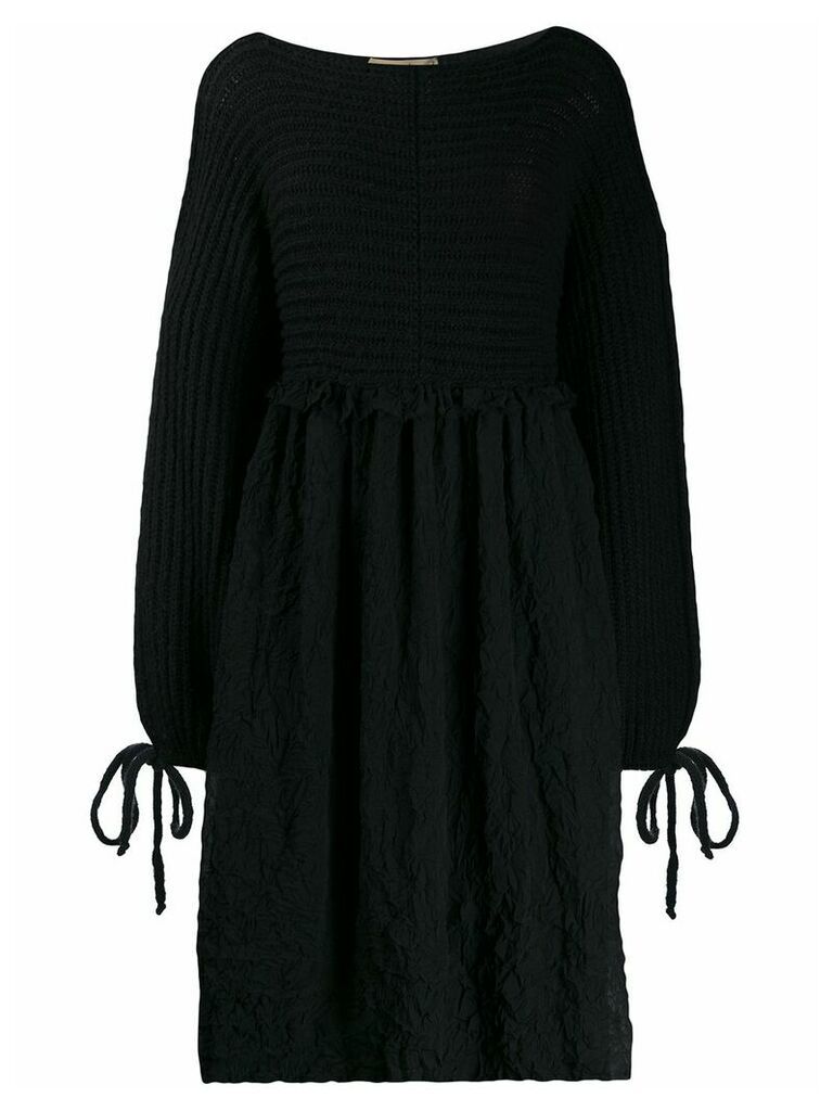 Maison Flaneur long-sleeve flared dress - Black
