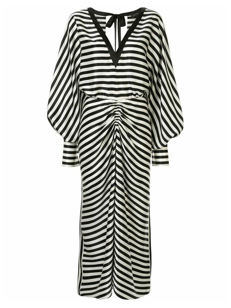 Lee Mathews striped long-sleeve dress - Black