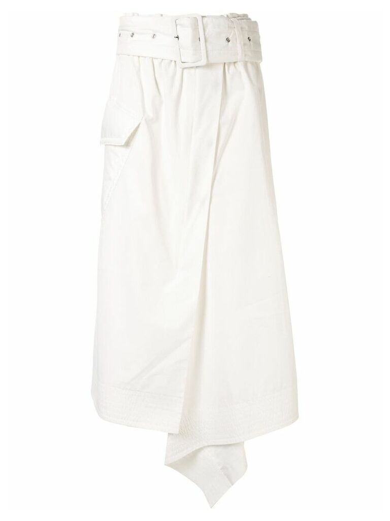 Sacai belted asymmetric skirt - White