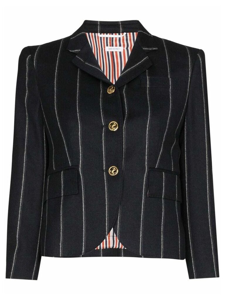 Thom Browne striped wool cropped blazer - Blue