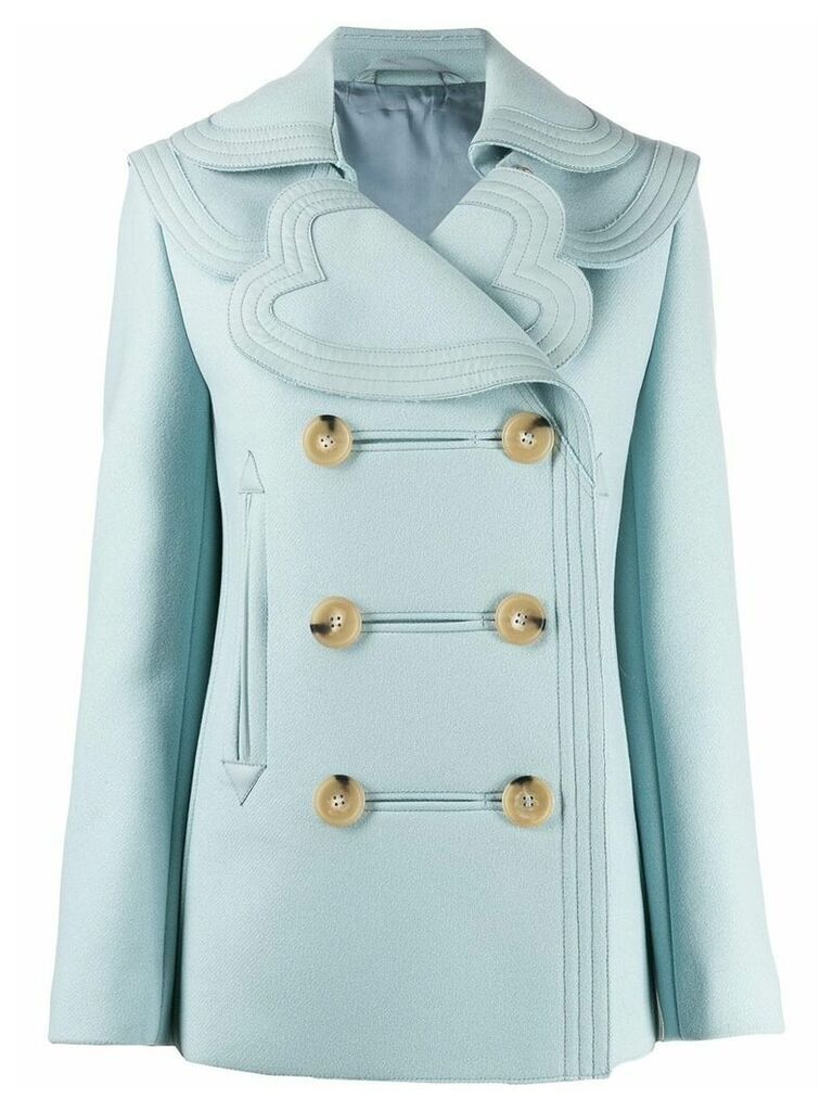 LANVIN double-breasted layered collar coat - Blue