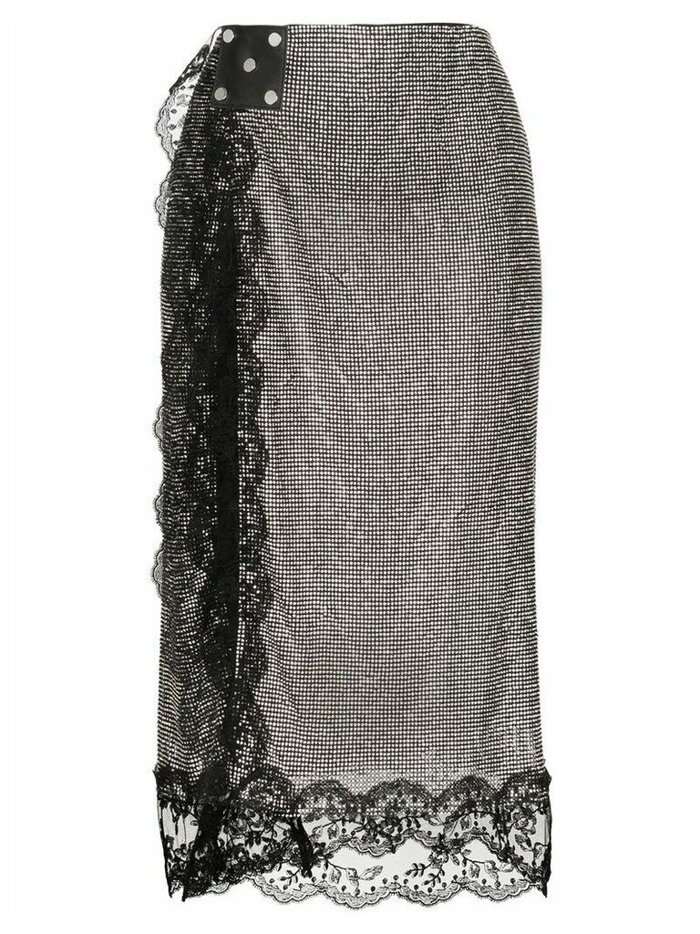 Christopher Kane lace-trimmed chainmail skirt - Metallic