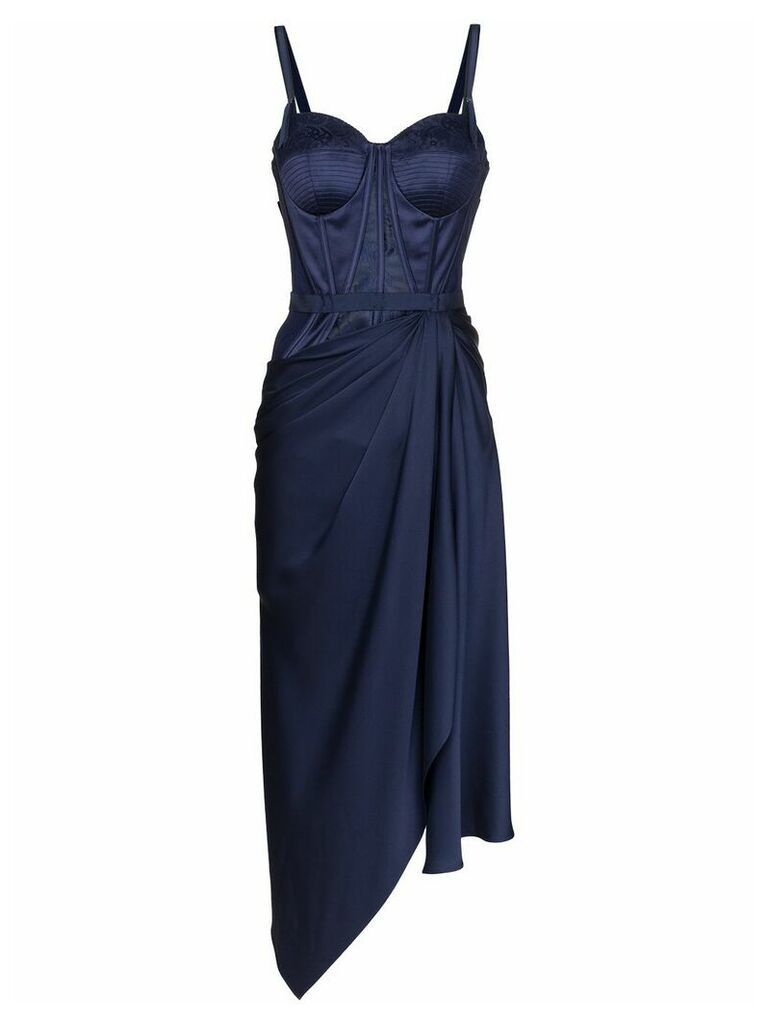 Alexander McQueen draped bustier asymmetric dress - Blue