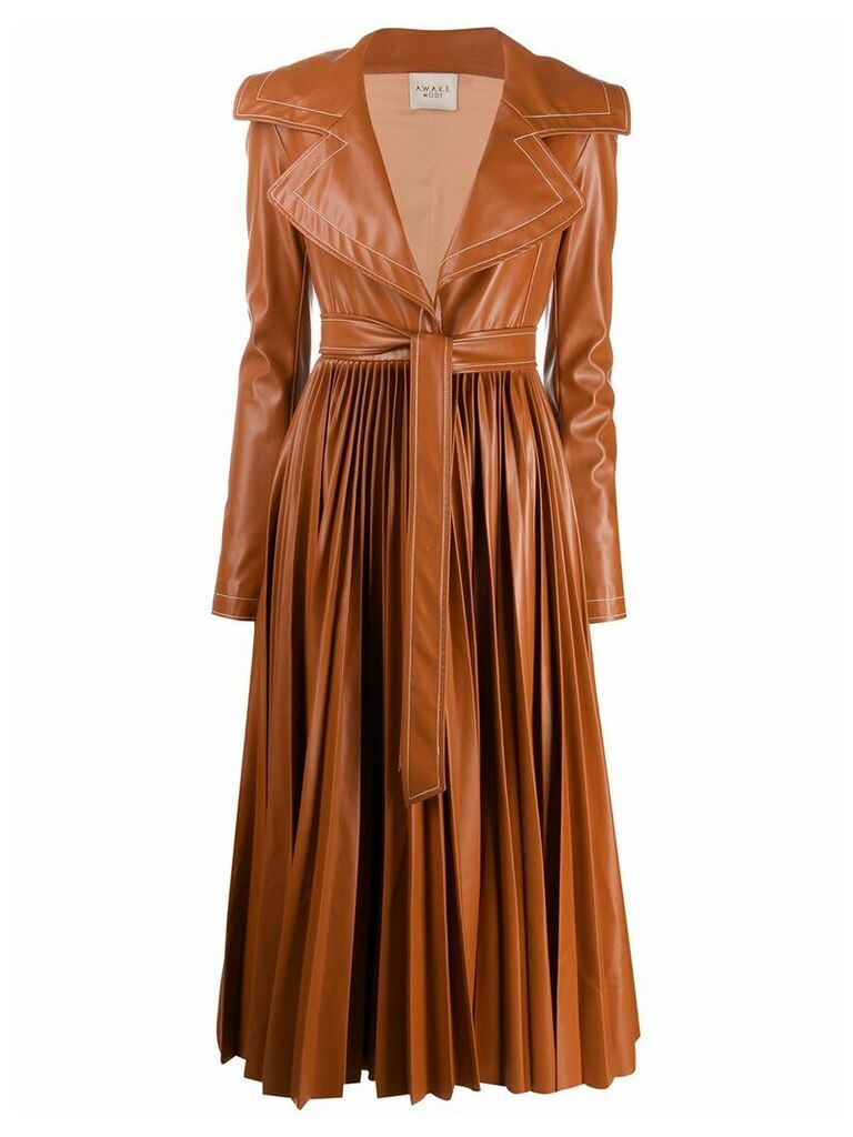 A.W.A.K.E. Mode pleated trench coat - Brown