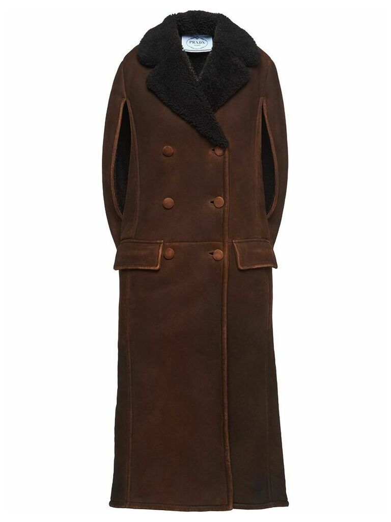 Prada double-breasted cape coat - F0003 DARK BROWN