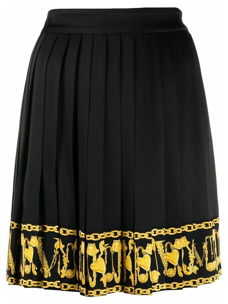 Versace printed trim pleated skirt - Black