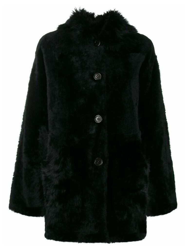 Yves Salomon oversized faux fur coat - Black